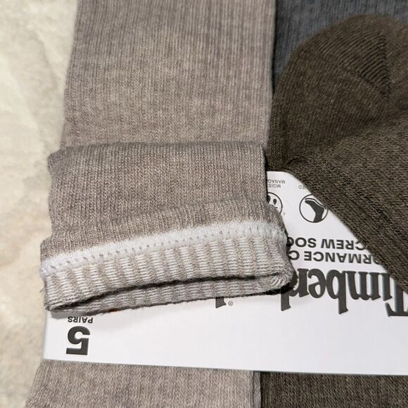 Timberland L 9-13 Brown Tan Green Gray Performance Cushioned Crew Socks 5pk - Picture 8 of 11